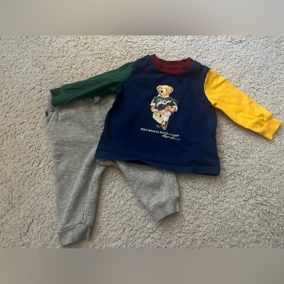 Ralph Lauren Other - Ralph Lauren Polo Bear 2-Piece Set 6M | Colorblock Long Sleeve Top & Joggers